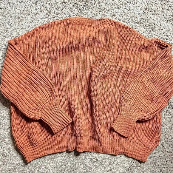 NWT Goumi Kids Clay Chunky Knit Womens Sweater SZ S/M Mama Organic Cotton Orange - Picture 3 of 3